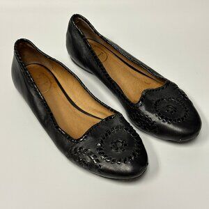 Jack Rogers Women's Waverly Leather Ballet Flats Black Size 8M